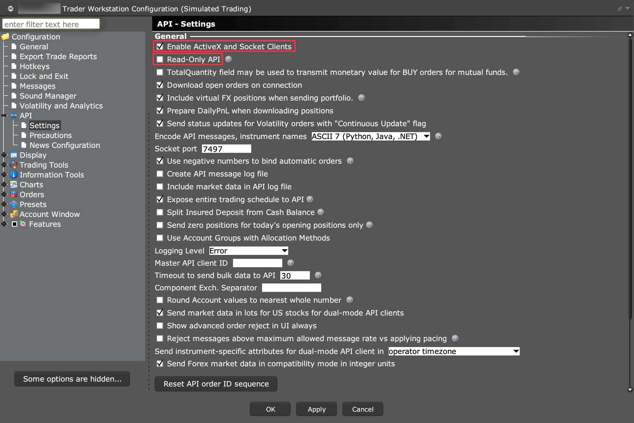 TWS API Configuration